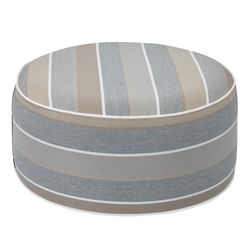 FUNHOME Inflatable Stool Ottoman Footrest with Handle D20 xH9-Grey Stripe | Indoor Outdoor Footrest Seat, Water-Repellent, Footstool Pouf for Home Patio Garden and Camping Use - color: Grey Stripe