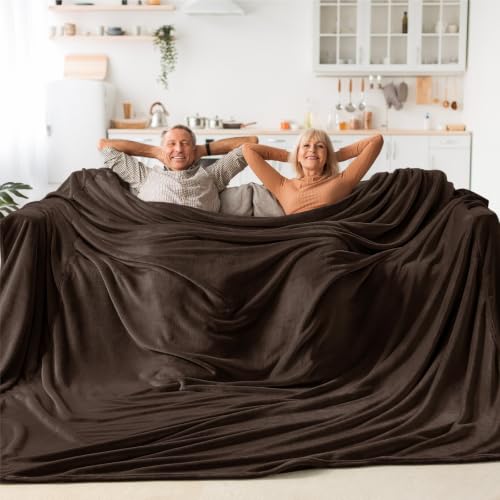 BEDELITE Fleece Blanket Soft Plush Oversized Bed Blanket Brown 120"x120" | Ultra Soft Plush Fleece, Lightweight Warmth, All Season Comfort, Fade Resistant, Machine Washable, Perfect for Sharing - color: Brown, size: Oversized King(120"x120")