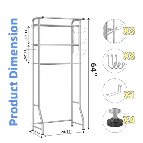 Simple Trending 3 Tier Over The Toilet Rack, Shelf Bathroom, Bathroom Stand Organizer Space Saver, Silver - color: Silver With Towel Rack