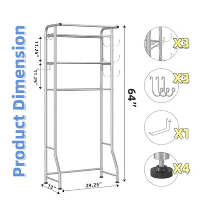 Simple Trending 3 Tier Over The Toilet Rack, Shelf Bathroom, Bathroom Stand Organizer Space Saver, Silver - color: Silver With Towel Rack