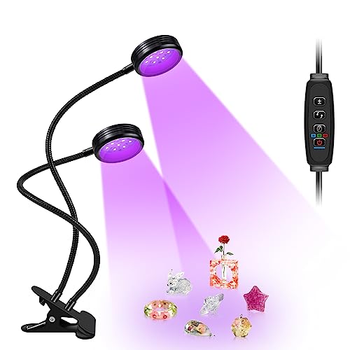 10W USB UV Black Light Dual-Head, 395nm-405nm Lamp for Resin Curing | UV Light Clamp Lamp Flexible Gooseneck USB Powered Fluorescent Paint Blacklight Posters DIY Crafts Paint Collection - size: 2 Heads