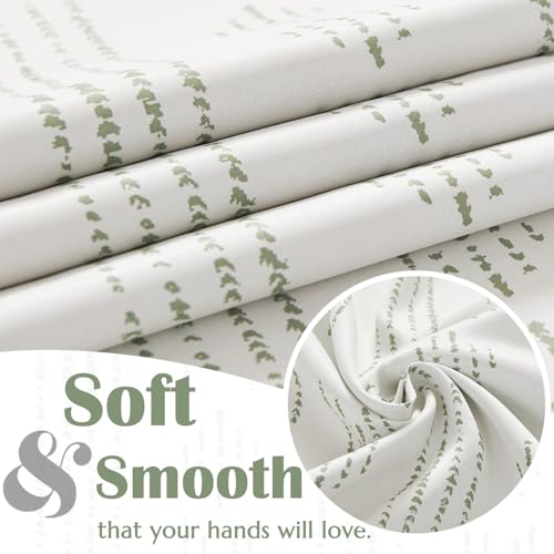 jinchan Boho Blackout Kitchen Tier Curtains, 24 Inch, Green on Beige | Green geometric print on warm beige, soft blackout backing, 2 panels, rod pocket, for kitchens, bedrooms, RVs and campers - color: Blackout Backing | Green on Beige, size: 25"W x 24"L
