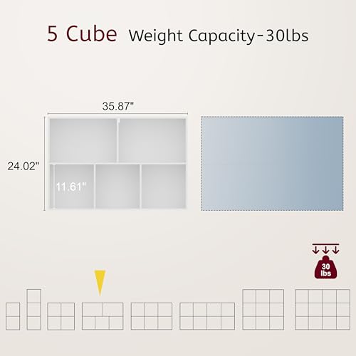 Book Shelf, Wooden Cube Storage Organizer with 11" Open Cubes, Stackable Modular Bookcase for Room Divider Storage, 2 Tier Bookshelf for Living Room, Bedroom, Office (Oak, 5-Cube) - color: Oak, size: 5-Cube