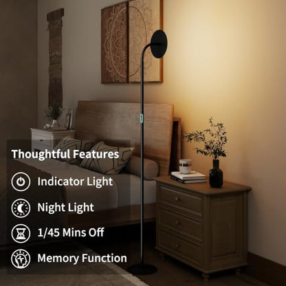 60W Torchiere Lamp, 76'' Dimmable Tall Lamp, Bright Sky Floor Lamp | 4000K, 360° Gooseneck, Height Adjustable, Touch Control, CRI 95, Aluminum Panel, for Living Room Bedroom Office Plant Light - color: Touch Control