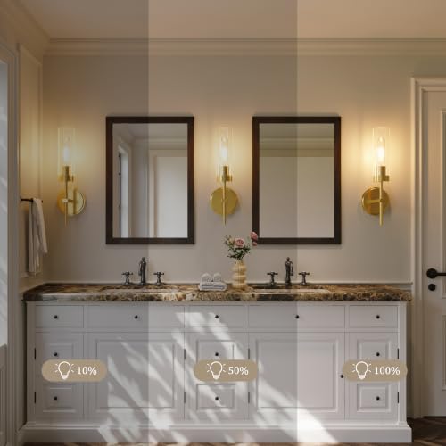Gold Battery Operated Wall Sconce Set of 2, Wireless Wall Sconces with Remote Control, Rechargeable 3000K Dimmable Wall Light for Bedroom Living Room Bathroom Hallway Entryway Stairwell - color: Gold, size: 2 Pack