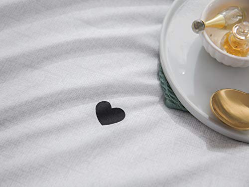 Omelas Kids Heart Love Queen Duvet Cover Set Black and White Teens Girls Lovely Heart-Shaped Pattern Striped Reversible Full/Queen Bedding Soft Breathable Quality Brushed Microfiber (3 Pcs,XD,Q) - color: X-white, size: Queen(No Comforter)
