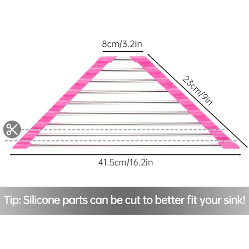 Tomorotec Triangle Roll Up Dish Drying Rack 304 Stainless Steel Rose | BPA-Free Food-Grade Silicone Edges Foldable Waterproof Rustproof Heavy-Duty Space Saver Heat Resistant to 550°F - color: Rose