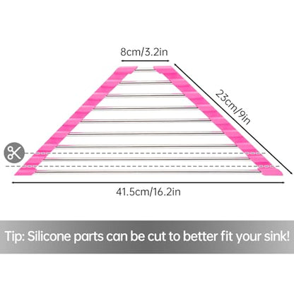 Tomorotec Triangle Roll Up Dish Drying Rack 304 Stainless Steel Rose | BPA-Free Food-Grade Silicone Edges Foldable Waterproof Rustproof Heavy-Duty Space Saver Heat Resistant to 550°F - color: Rose
