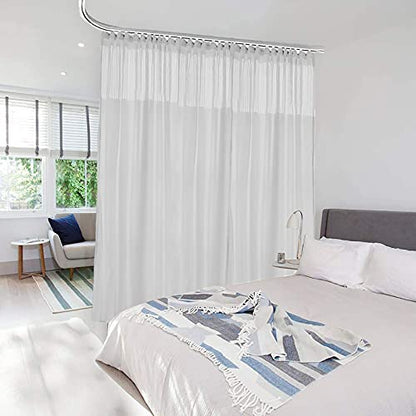 5ft Wide x 8ft Tall Room Divider Privacy Partation Curtains | 1 Panel, White, Cubicle Curtain With Flexible Flat Hooks, Privacy Screen, 96 Inches Long, 60W x 96L - color: White, size: 60"W x 96"L (Pack of 1)