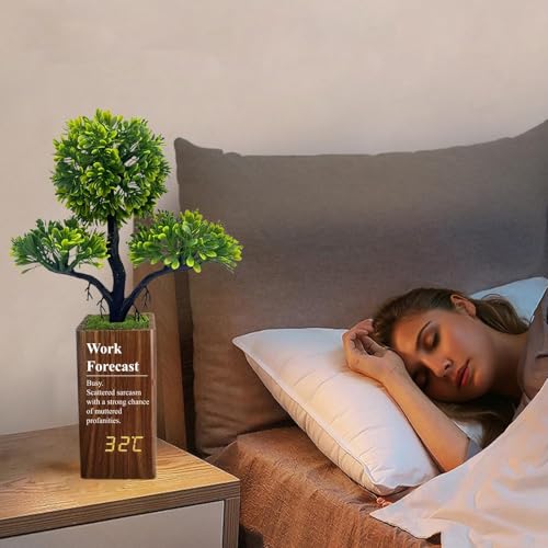 Fake Plant Electronic Clock，Creative Digital Alarm Clock，Funny Office Desk Sign，Alarm Clock for Bedroom，Suitable as a Gift for Colleagues and Friends - color: Work