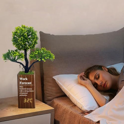 Fake Plant Electronic Clock，Creative Digital Alarm Clock，Funny Office Desk Sign，Alarm Clock for Bedroom，Suitable as a Gift for Colleagues and Friends - color: Work
