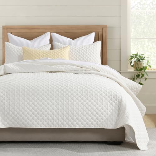HORIMOTE HOME Cream Quilt Queen Size, Lightweight Quilts for Summer Ultra-Soft Microfiber Modern Style Quilted Clouds Pattern Bedspread Quit Set 3 Pieces(1 Quilt and 2 Pillow Shams) - color: Cream, size: Full/Queen