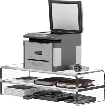 Egchi Acrylic Monitor Stand, 2 Tiers Computer Monitor Riser(20x8x5.5 Inch), Monitor Riser/Computer Stand for Home,Office,Business,PC Desk Stand for Keyboard Storage& Multi-Media Laptop Printer Screen | Computer Stand for Home,Office,Business,PC Desk Stand