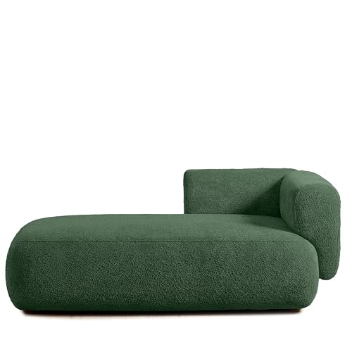 ERYE Boucle Upholstered Left Facing Chaise Lounge Indoor for Living Room Bedroom,Comfy Single Chaise Lounge Modern Leisure Recliner Sleeper Sofa Daybed, Easy Assemble - color: Green/L
