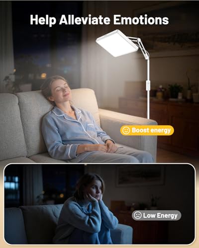 SUXIO Light Therapy Lamp - 12000 LUX Therapy Lights, Happy Lamp with Remote, Light Box Therapy with 3 Timer & 4 Brightness, LED UV-Free Daylight Lamp Perfect for Home