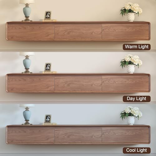 Floating TV Stand - Wall Mounted Mid Century Entertainment Center with 3 Storage Drawers, Modern Media Console Fits 65-85 Inch TV for Living Room(Walnut, 78.74", Wall Mounted (Floating)) - size: 78.74"