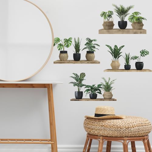 Green Plant Wall Decals 3D Bonsai Tropical Betterfly Wall Sticker Creative Vinyl Peel and Stick Removable Wall Art Decor for Living Room Bedroom Home Office (Green Plant 4) - style: Green Plant 4