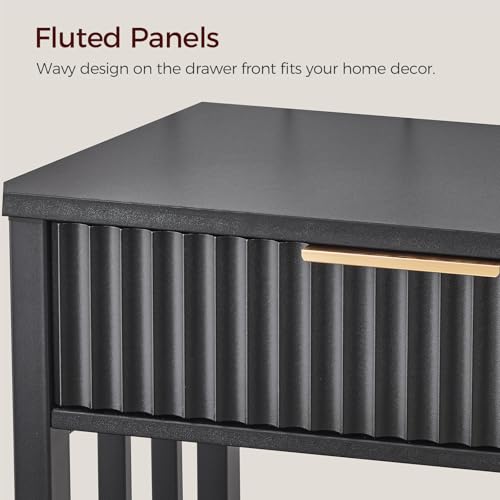 MAHANCRIS 39.4" Console Table with 2 Drawers, Fluted Black Entryway Table | Narrow Long Entry Table with Storage Shelf, Sofa Table for Entryway, Living Room, Foyer, Hallway, Office, Black CTHB5101 - size: 11.8"D x 39.4"W x 32.3"H