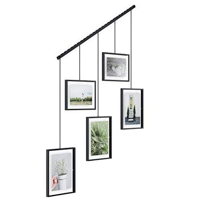 Umbra Exhibit Picture Frame Set, Adjustable Wall Mount, Set of 5, Black | Steel construction, customizable layout, damage-free hanging, fits 4x6 and 5x7 photos, includes mounting hardware - color: Black, size: Set of 5, style: 5-Opening