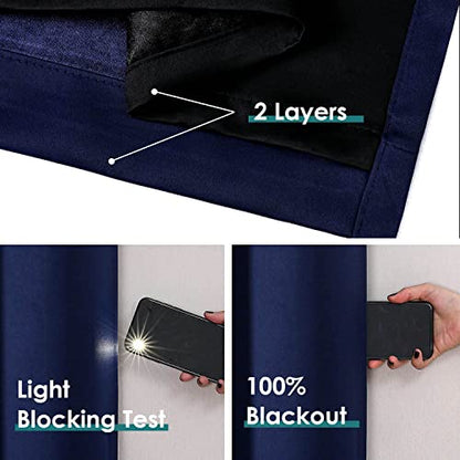 ChrisDowa 100% Blackout Curtains for Bedroom 63 Inches Long 2 Panels Set | 2 Thick Layers, Thermal Insulated, Light Blocking, Grommet, Window Treatment, Living Room Drapes, Navy Blue, 38 x 63 Inch - color: Navy Blue, size: 38"W x 63"L (Pack of 2)