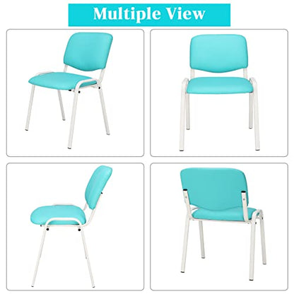 VINGLI 5-Pack Waiting Room Chairs, Stackable Chair for Office, Pu-Blue | Stacking Chairs, Armless Church Chairs, Space-saving, Guest & Reception, Office Lobby, Business Hall - color: Pu-blue, size: 5-pack