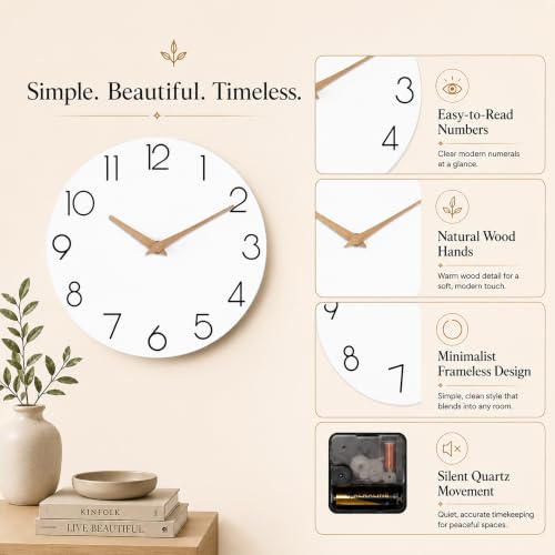 cicininc 8 Inch Battery Operated Wall Clock, Silent Analog, White | Kitchen | Office | Bedroom | Bathroom | Small Size | Easy-to-read Numbers - color: B_white, size: 8"