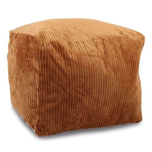 Sexysamba Square Corduroy Pouf Cover Only, 20"x 16" Unstuffed Decorative Ottoman Foot Stool Rest, Washable Storage Bean Bag Chair Floor Pouf Covers for Living Room Bedroom, Coffee - color: Coffee-square