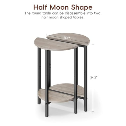 Side Tables Small End Tables, Set of 2 Half Round Side Table for Living Room, 2 Tier Couch Side Table, Small Round Coffee Table Accent Table, Thin Sofa Table Narrow Entryway Table, Grey - color: Greige