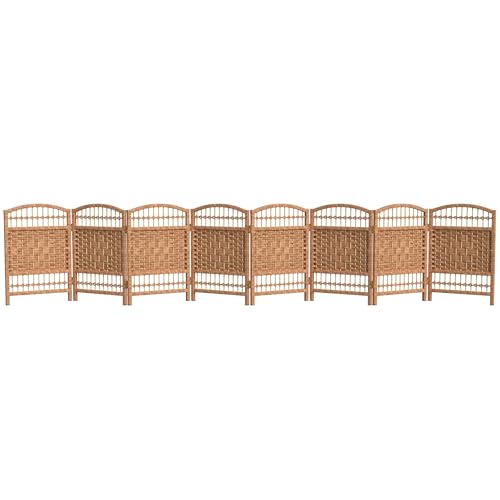 Red Lantern 2 ft. Short Fiber Weave Folding Screen - Natural - 8 Panels - color: Natural, size: 8 Panel