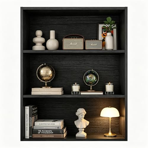 HealSmart 3 Tier Bookcase, Industrial 3 Book Shelf, 9.2" D x 23.8" W x 31.5" H Tall Open Cube Storage Organizer for Home Office, Living Room, Bedroom and Dinning Room, Black - color: Black, size: 3 Shelf