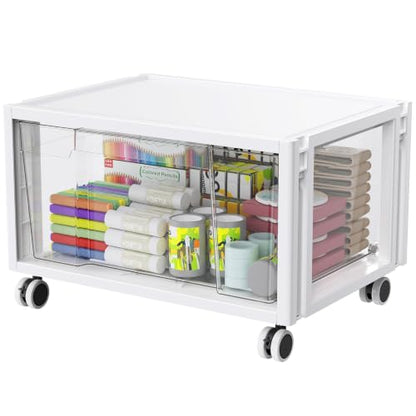 Stackable Storage Drawer Carts, Extra Large Bins 1 Tier 1 Drawer | Smooth Pull-Out Drawers, Clear Plastic Storage Organizer Container For Home Office Bedroom Bathroom Art Crafts Under Desk - size: 1 Tier 1 Drawer