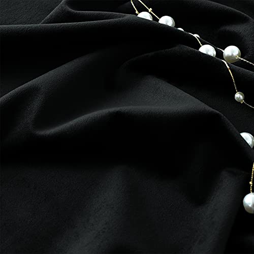 Timeper Black Velvet Curtains 90 inches 2 Panels,Blackout Curtains for Bedroom Living Room Thermal Insulated Luxury Super Soft Window Drapes,Back Tab & Rod Pocket,W52 x L90 inches - color: Black, size: 52"W x 90"L (Pack of 2)