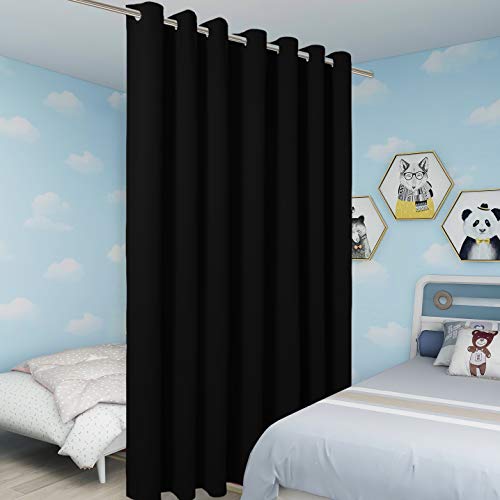 BONZER Room Divider Curtain Wall Screen Partitions | Grommet Thermal Insulated Wide Blackout Curtains for Bedroom Living Room, 84L x 108W Inch (7L x 9W ft), 1 Panel, Black - color: Black, size: 108"W x 84"L (Pack of 1)