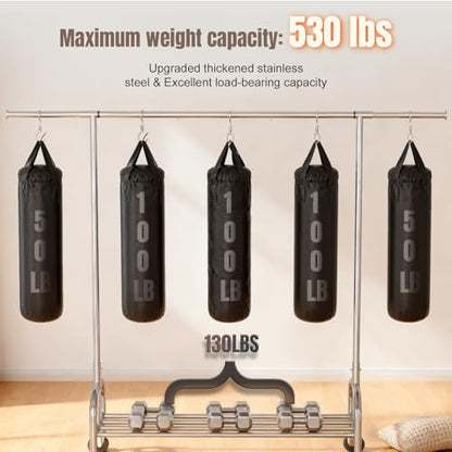 Heavy Duty Rolling Garment Rack with Wheels, 550LBS Clothing Rack | Sturdy Metal Frame, Spacious Hanging Storage, Clothing Organizer for Bedroom, Closet, Laundry Room & Home Organization