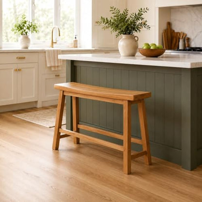 Boraam Sonoma Counter Height Backless Bench - Honey Oak Finish - color: Honey Oak Finish