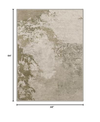 BEIMO 5X7 Modern Abstract Area Rug, Washable Non Slip Soft Living Room Rug | Artistic Rug in Dusty Beige, Soft Faux Wool Rug for Bedroom and Dining Room, Non-Shedding, Easy Care, Lightweight, Low Pile - color: Dusty Beige, size: 5' x 7' (Rectangular)