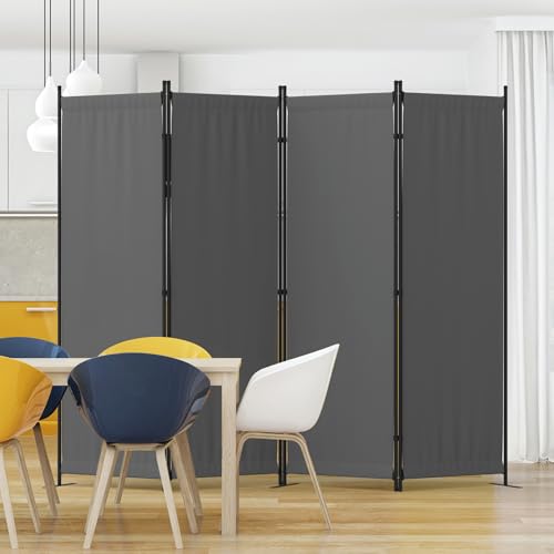 Privacy Screen Room Divider 4 Panel as Dressing Screen | Wall Room Divider w/ 3 Wider Feet Portable Wall 6FT Partition Wall for Office Dining Room Children's Separate rooms，Gray - color: Grey, size: 4 Panel Basic