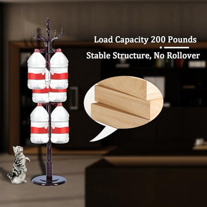 Coat Racks FreeStanding with 14 Hooks, Natural Wood Coat Rack with Solid Round Base, Adjustable Height Coat Racks, Easy Assembly for Hallway, Bedroom and Office (Solid Wood Fenghuang Gou) - color: Solid Wood Fenghuang Gou