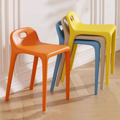 Plastic Stools - Nesting Stool -Stackable Modern Dining Chair 46cm Seat Height,Open Back,Save Space,Nordic Style（Set of 1）(Yellow) - color: Yellow
