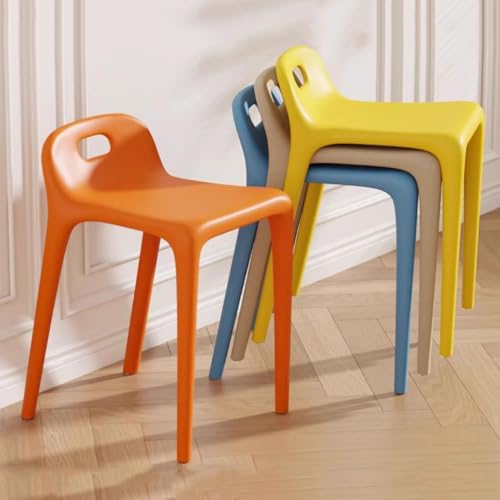 Plastic Stools - Nesting Stool -Stackable Modern Dining Chair 46cm Seat Height,Open Back,Save Space,Nordic Style（Set of 1）(Yellow) - color: Yellow