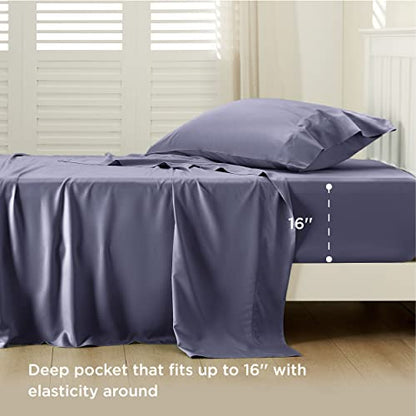 Bedsure PureWoven 100% Rayon Derived from Bamboo, Twin Bed Sheets, 3 Pieces | Cooling Sheets for Hot Sleepers, Breathable & Silky Soft, 16" Deep Pocket, Hotel Luxury Bedding, Dark Grey - color: 01 - Dark Grey, size: Twin