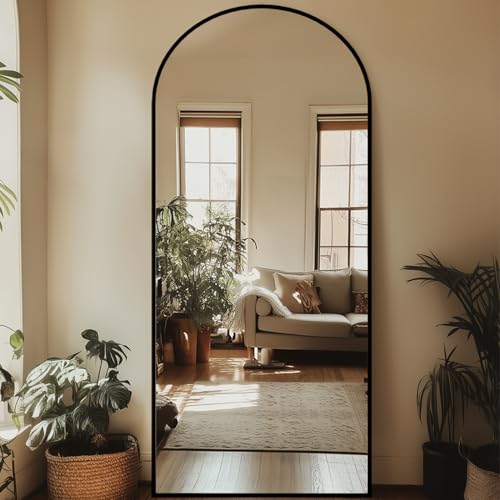 71"x32" Arched Full Length Mirror, Large Floor Mirror, Black | Oversized Aluminum Full Body Mirror, HD Shatterproof Tempered Glass, Lean/Stand/Wall for Living Room,Bedroom, Dressing Room - color: Black, size: 71"L x 32"W