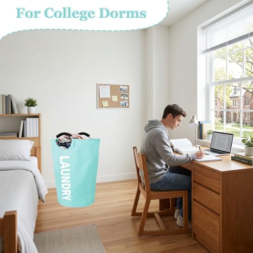 WOOHA 125L Large laundry basket,Collapsible laundry hamper, Tall Clothes Baskets Folding Washing Bin Foldable Fabric Hamper Bags for Bedroom, Closet,Bathroom,College,laundry bag,lightblue - color: Lightblue, size: 125L-XXXL
