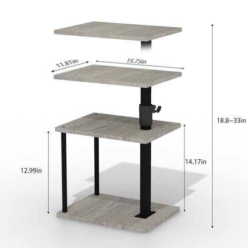 Faesun Swivel Side Table for Couch Arm, Height Adjustable C Table for Recliner or Bed, Tv Trays with Storage Shelf for Small Spaces- Small Nightstand Table for Living Room, Bedroom - color: Taupe, size: Standard