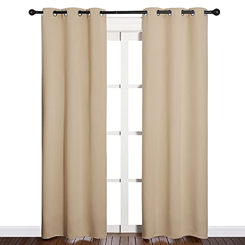 NICETOWN Room Darkening Draperies Window Curtain Panels, Thermal Insulated Grommet Room Darkening Curtains for Bedroom (Biscotti Beige, 2 Panels, W34 x L84 -inch) - color: Biscotti Beige, size: 34"W x 84"L (Pack of 2)