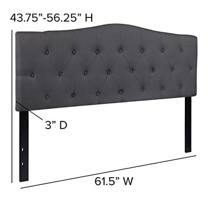 EMMA + OLIVER Arched Button Tufted Queen Size Headboard in Dark Gray Fabric - color: Dark Gray, size: Queen