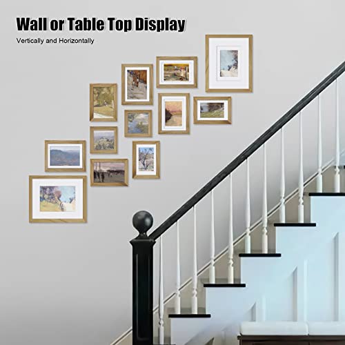 Egofine Picture Frame Set 12 Pack, Gallery Wall Frame Collage with Two 8x10, Four 5x7, Four 4x6, Two 4x4 for Wall and Tabletop, Made of Solid Wood, Covered by Plexiglass, Carbonized Brown - color: Carbonized Brown, size: 4x4+4x6+5x7+8x10