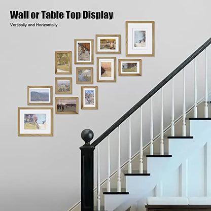 Egofine Picture Frame Set 12 Pack, Gallery Wall Frame Collage with Two 8x10, Four 5x7, Four 4x6, Two 4x4 for Wall and Tabletop, Made of Solid Wood, Covered by Plexiglass, Carbonized Brown - color: Carbonized Brown, size: 4x4+4x6+5x7+8x10