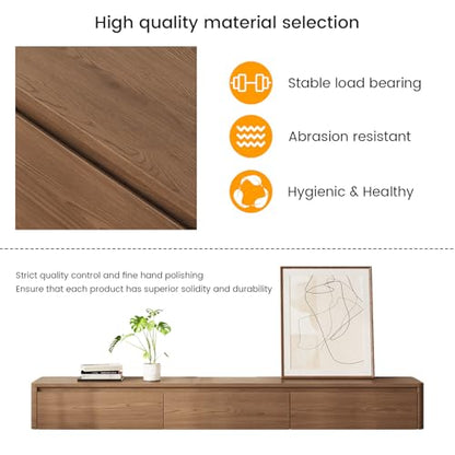 67.32" Floating TV Stand for TVs Up to 80", Walnut | Wall-Mounted Farmhouse Media Console with 3 Storage Drawers, Ideal for Living Room or Bedroom
