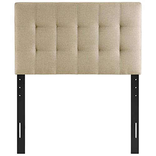 Modway Lily Tufted Linen Fabric Upholstered Twin Headboard in Beige - color: Beige, size: Twin